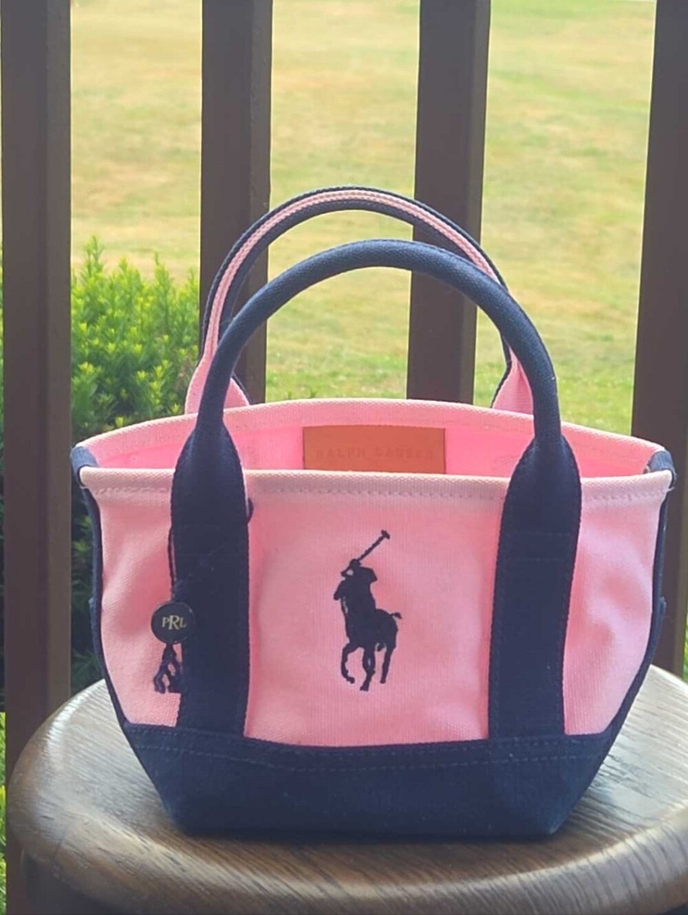 Polo Ralph Lauren Mini Canvas Tote Bag Pink & Navy - Picture 8 of 12
